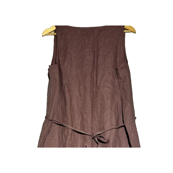 American Giant Linen Tie Dress Large Twilight Mauve Midi Shift Sleeveless A Line - Picture 4 of 8